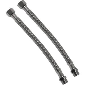 Water Supply Extension Line - 8 Inch Long, 3/8" Male Comp. To 3/8" Female Compression Stainless Steel Braided Hose, Fits Toilet Ballcock or Other Faucet Fitting - 2 Pieces
