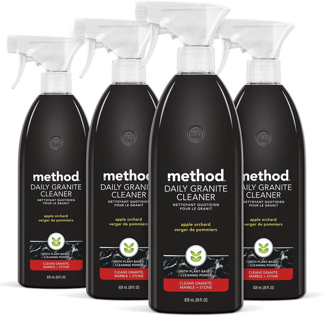 Method Daily Granite Cleaner Spray, Apple Orchard, Cleaning Agent for Granite, Marble, and Other Sealed Stone, 28 oz Spray Bottles (Pack of 4)