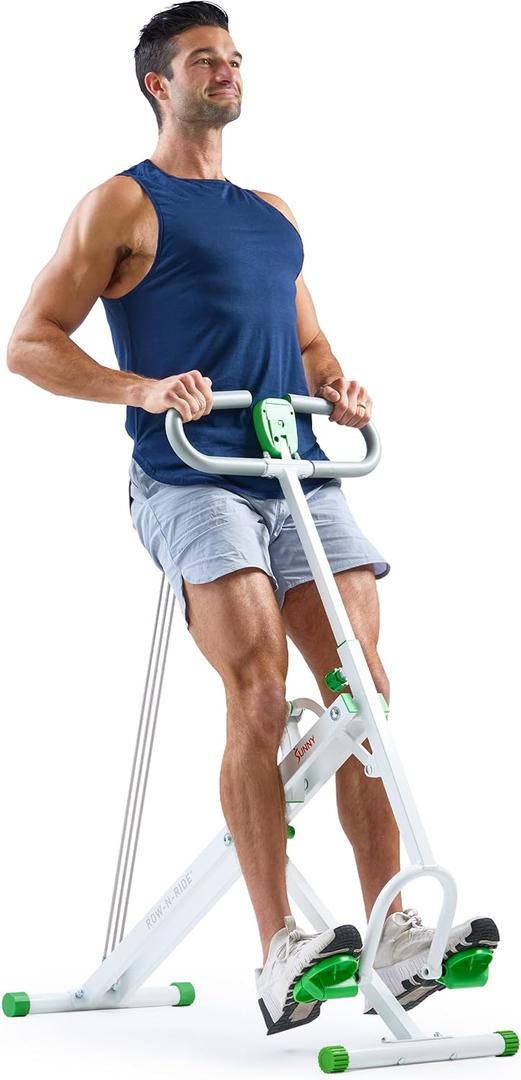 Sunny Health & Fitness Smart Row-N-Ride Glute & Leg Trainer, Foldable Squat Assist Rower with Exclusive SunnyFit App Connection (45.3"D x 19.3"W x 50"H)