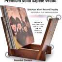 Honygebia Wooden Vinyl Record Holder - Wood Record Album Holder, V-Shaped Vinyl Record Storage Racks, Album Holders for Vinyl Records, Shelf for Storing Collection of 40 Premium LPs (Solid Sapele)