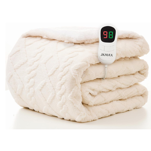 JKMAX Heated Electric Blanket Full Size72"x84" Heating Blanket with 10 Heating Levels & 5 Time Settings OverHeat Protection，Winter Warmer for Adults with ETL Certification（Cream）
