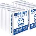 Samsill 1.5 Inch 3 Ring Binders, Made in USA, Economy Round Ring, Clear View Cover, 325 Sheet Capacity - for School, Home, Office - White, 12 Pack