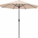 JEAREY 9FT Outdoor Patio Umbrella,Market Table Umbrella with 8 Fiberglass Ribs, Pool Umbrella with Tilt and Crank, UV Protection Lightweight & Wind-Resistant for Lawn, Garden, Deck and Backyard, Beige