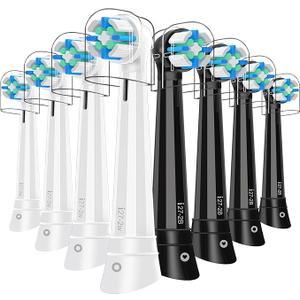 8 Pcs IO Replacement Heads Compatible with Oral B IO 2/3/4/5/6/7/8/9/10/Deep Clean Electric Toothbrush, Medium Bristles Brush Heads Compatible with Oral B IO for Plaque Removal (Black/White)