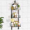ODesign 3 Tier Height-Adjustable Shower Caddy Hanging Hanger Anti-Swing-Over The Shower Head Caddy-Shower Storage Organizer Bathroom Shelves Basket Rack Shower Caddies-Black, 11.9" x 4.84" x 36.2"