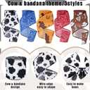 5 Rolls 25 Yards Cowboy Wired Edge Ribbon Blue Red Bandana Wildhorse Printed Fabric Ribbon for Gift Wrapping Bows Wreaths Making Crafts