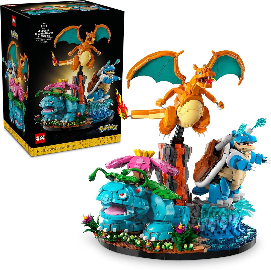 LEGO Pokmon Venusaur, Charizard and Blastoise - Building Set for Adults, Ages 18+ - Collectible Pokmon Figures - Gift Idea for Men & Women - 72153