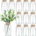 Vintage Glass Flower Vase, Farmhouse Glass Centerpiece Vases Mason Jars for Weddings, Parties & Home Decor Bulk (12, Transparent)
