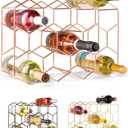 Gusto Nostro Countertop Wine Rack - 14 Bottle Freestanding Modern Metal Wine Rack - 3 Tier Tabletop Wine Holder Stand for Cabinet, Pantry Wine Bottle Storage - No Assembly Required (Small, Rose Gold)
