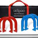 Horseshoes Outside Game Set-Portable Outdoor Horseshoe Set Includes 4 Professional Solid Steel Horseshoes with Solid Steel Stakes & Carrying Bag, Perfect for Backyard and Beach
