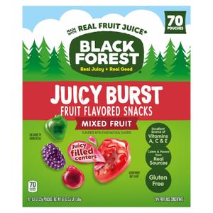 Black Forest Juicy Burst Fruit Flavored Snacks, Mixed Fruit Flavors, 0.8 oz 70 count (BBD FEB 26 2026)