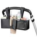 Skip Hop Ultimate Stroller Organizer Universal Fit with Adjustable Straps, Magnetic Flaps and Convertible Design That fits 40 oz. Tumblers, Black