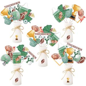 Football Baby Shower Decoration Boy, 24pcs Touchdown Its a Boy Decoration Table Centerpiece Stick Rugby Table Decoration for Football Sport Baby Shower Gender Reveal Decoration