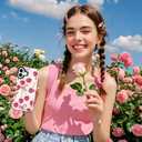 Girls Cute Case for iPhone 16, Bow Cherry Women Phone Cases | Dual-Layer Shockproof Protection