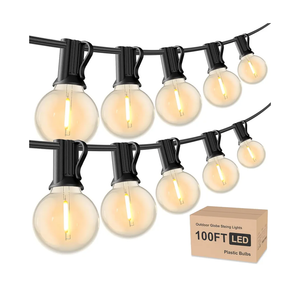 Outdoor String Lights 100ft, G40 Led Patio Globe Lights with 52pcs Plastic Bulbs,Shatterproof Waterproof Connectable Hanging for Porch Cafe Bistro Backyard Gazebo Balcony Deck Party