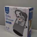 HKAI Baby Bouncer, Portable Baby Bouncer Seat for Babies 0-18 Months, 100% Cotton Fabrics, 3 Modes of use with Rocker and Stationary Options, Infant Rocker Chair with Hanging Toys-Grey