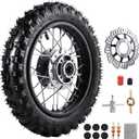 10 Inch 2.5-10 Front Wheel Tire with 1.4 x 10 Rim and Disc brake rotor With 12mm Bearing for 50cc 70cc 90cc 110cc Dirt Pit Bike CRF50 DRZ70 PW50 BBR50 TTR50 DRZ50 SSR (Front Wheel Tyre)