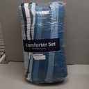 Dobuyly Teal Queen Comforter Set 7 Pieces, Blue Boho Striped Bed in a Bag Queen Size Soft Microfiber All Season Bedding Set with Comforter, Sheets, Pillowcases & Shams