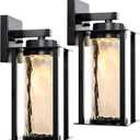 LED Dusk to Dawn Outdoor Light Fixtures - 2 Packs Modern Porch Lighting with Attractive Glass, 13W 3000K LED Exterior Sconce Wall Mount with Photocell Sensor for House Front Garage Door, Waterproof