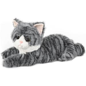 Gray Tabby Cat Stuffed Animals, Microwavable Stuffed Animal Adorable Fluffy Cat Plush for Warmth & Comfort, Heatable & Coolable Lavender Scent Cat Toys, Cute Soft Plushies Cat Gifts for Kids & Adults