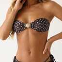 MakeMeChic Women's 3 Piece Zebra Cheetah Bikini Sets Polka Dots Strapless Bathing Suit with Swimsuit Coverup (Brown, S)