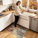 Washable Area Rugs 2'x3' Non-Slip Modern Abstract Soft for Living Room Entryway Bedroom Nursery, Print Pattern, Brown Rust Red Green Blue Multi