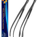JETKONG 2 Pcs 12'' Curved Kitchen Tweezers Stainless Steel Long Tweezer Tongs Professional Chef Tweezers for Cooking, Grilling and BBQ (Black)