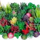 WILLBOND 38 Pcs Christmas Mini Artificial Succulents Small Fake Succulent Plants Faux Assorted Unpotted Realistic Plastic Flowers Picks Stem for DIY Crafting Greenery Garden Home Decor(Flocked) (Vivid Green, Flocked Purple, Pink)