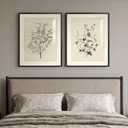 Framed Vintage Neutral Botanical Wall Art for Bedroom, 2 Piece 16x20 In, 16" W x 20" H x 2Pcs