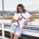 Baseball Shirt Women Baseball Love Graphic Tees Funny Baseball Mom T Shirt Game Day Short Sleeve Tops (White, XL)