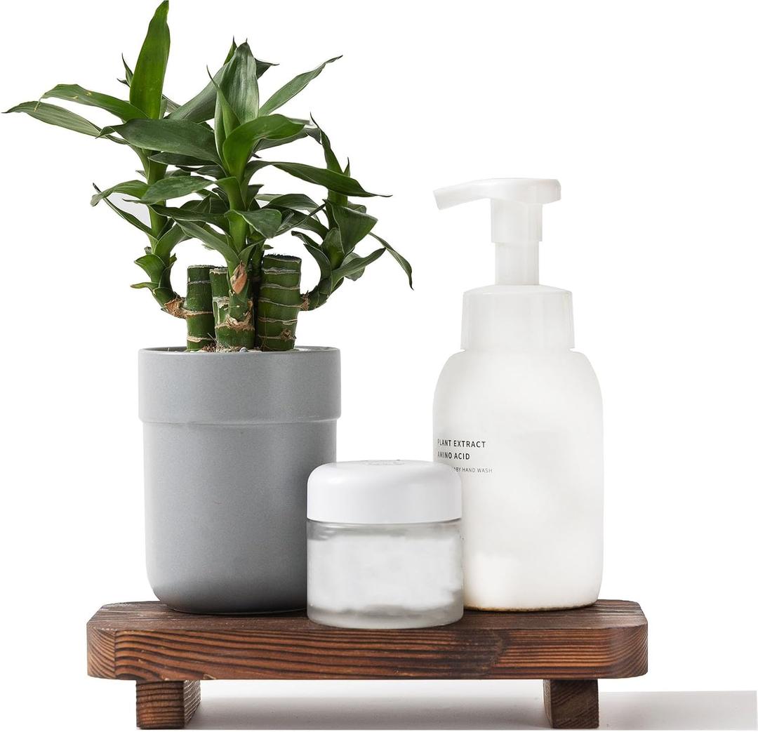 FLYIEE Wood Risers for Decor Display, Bathroom Counter Sink Decor, Dish Soap Tray Wood Tray for Kitchen Counter, Small Wooden Soap Stand, Wood Soap Pedestal, Soap Dispenser Stand Modern Farmhouse