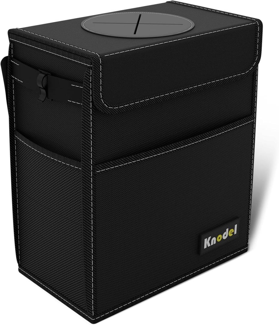 K KNODEL Car Trash Can, Waterproof Garbage Can, Trash Bag with Lid, Leak-Proof Car Bin, Trash Hanging Bag for SUV (Large, Black)