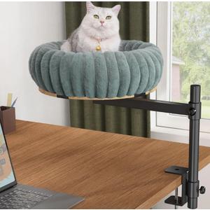 Elevated Cat Desk Bed with Adjustable Mounting for Home or Office Use