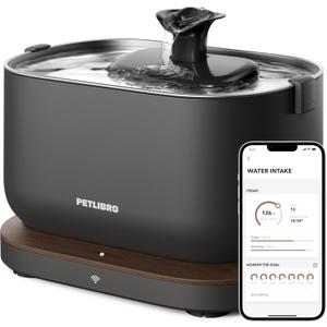 PETLIBRO Cat Water Fountain, App Monitoring Pet Fountains for Cats Indoor with Stainless Steel Tray, 2.5L/84oz Dockstream Automatic Water Dispenser for Drinking, 2.4G Wi-Fi Smart Bowl Inside (Black)