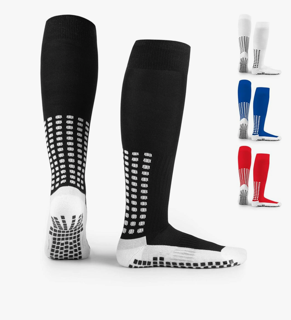 LUX Anti Slip Soccer Knee Socks,Non Slip Football/Basketball/Hockey Sports Grip Socks