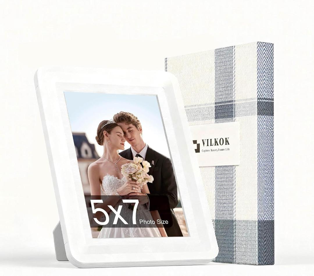 2 x White 5x7 Picture Frame,1 Pack, Fits 5x7 Photo or 4x6 with Mat, Acrylic Front & Durable ABS Frame, Shatterproof UV-Resistant Tabletop Display, Vertical/Horizontal Home Dcor Frame