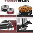 2 Pack Kennel Bowls Mountable Stainless Steel Crate Bowls for Dogs No Spill Hanging Kennel Water Feeder with Clamp Holder 2 Sizes7.08x2.83,6.3x2.63 Black Red