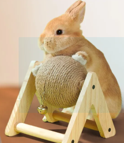 Rabbit Scratching Ball Wooden Rack Durable for Rabbits Small Animals Ferrets, Count of 3