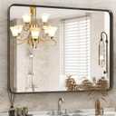DUMOS Black Vanity Bathroom Mirror for Wall, Metal Framed Rounded Rectangular Modern Mirrors for Over Sink, 30x40 Inch for Farmhouse, Tempered Glass, Hangs Horizontally or Vertically (30"L x 40"W, Black/Rect)
