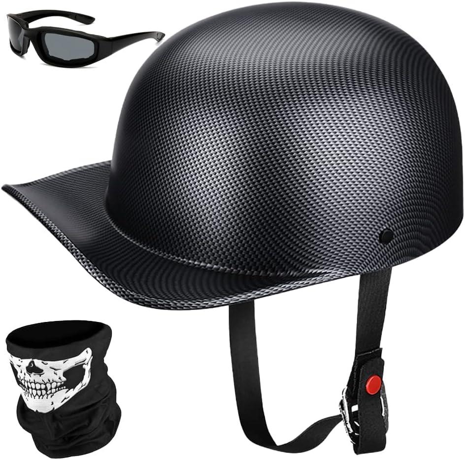 Yesmotor Baseball Motorcycle Helmet Half Cap for Bike Cruiser Chopper Moped Scooter- Dot Approved, Large