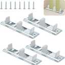 Enhon 4 Pack Sliding Closet Door Floor Guide Compatible with Prime-Line N 6560 Fits 3/4" to 1-3/8" Doors, Adjustable Bypass Track Floor Mount Guide, Stamped Steel Sliding Track for Closet