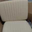 PUKAMI Criss Cross Chair,Comfy Cross Legged Office Desk Chair No Wheels,Modern Fabric Swivel Adjustable Height Mid Back Wide Seat for Home Office Computer Makeup Vanity Task(Beige)