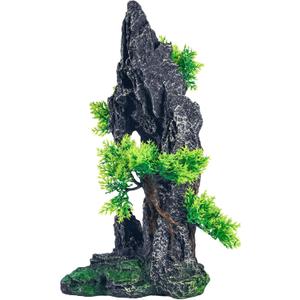 Large Fish Tank Decorations - Mountain View Aquarium Ornament with Tree House Cave Bridge,Mountain E