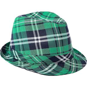 Green Plaid Fedora Hat Costume Accessory for Men, Women and Kids