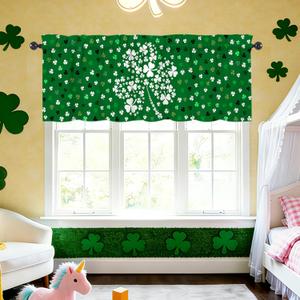 St Patricks Day Gifts Valances 54" W x 18" L - Irish Shamrocks Kitchen Curtains Valance for Windows Kitchen Decor Decorations