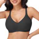 PoseFree Wireless Bras for Women No Underwire Full Coverage Supportive Seamless Back Fat Smoothing Padded Push Up Bra (3X-Large, Black)