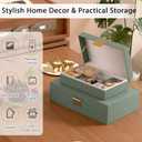 Decorative Storage Boxes Set of 2 - Multi-Purpose Beautiful PU Leather Organizer Bins for Your Home Decor - Decorative Containers with Lids Store Photos, Documents, Memory Box Keepsakes (Green)