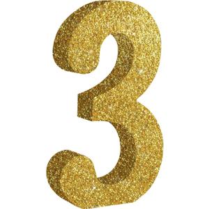 7.8 Inch Gold Glitter Number 3 Wooden Table Centerpieces Birthday Party Decorations, Shining Golden Digit 3 for Birthday Decorations, New Year, Graduation Decoration, Anniversary, Prop (1 Pack)