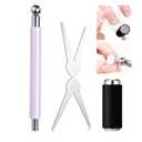 2 in 1 French Cat Eye Magnet Set, Double Head Scissor Magnet Tool for Cat Eye Gel Polish, Wand with Round Nail Magnet Beads, Manicure Art DIY for Home & Salon Use, Beginner Friendly