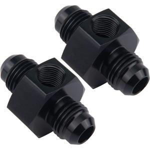 EVIL ENERGY 6AN Male to 6AN Male Flare Union Coupler with 1/8 NPT Gauge Port Fitting Adapter 2PCS